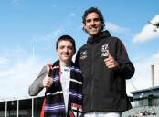 Seth Matic with his favourite St Kilda player Max King. Picture by St Kilda Football Club