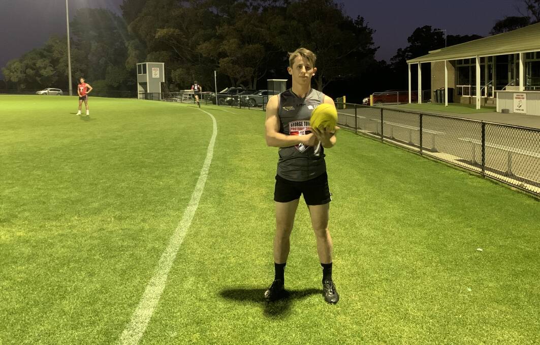 George Town's James Hawes at training on Thursday night. Picture supplied by George Town Football Club 