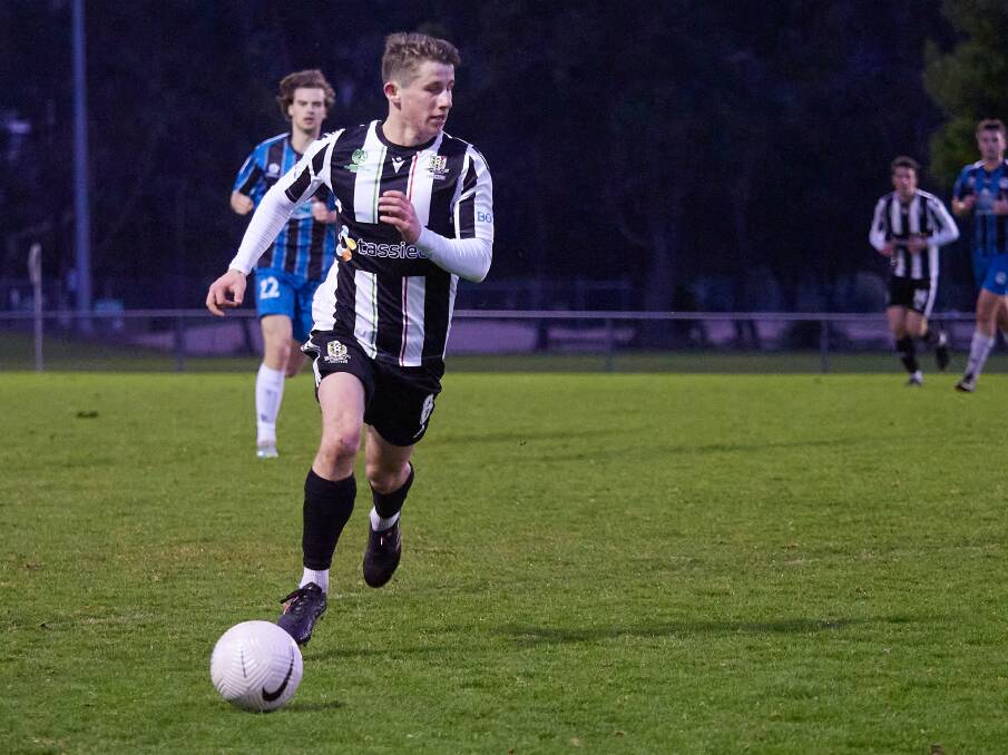 James Hawes dribbles for Launceston City in 2023. Picture by Rod Thompson 