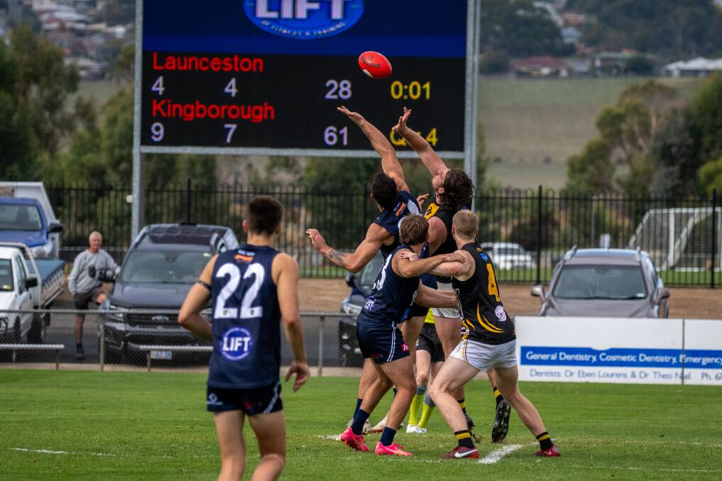 Action from the Launceston v Kingborough round two clash. Picture by Paul Scambler 