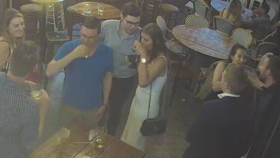 CCTV of Bruce Lehrmann and Brittany Higgins drinking at The Dock hours prior to her alleged rape. Picture supplied 