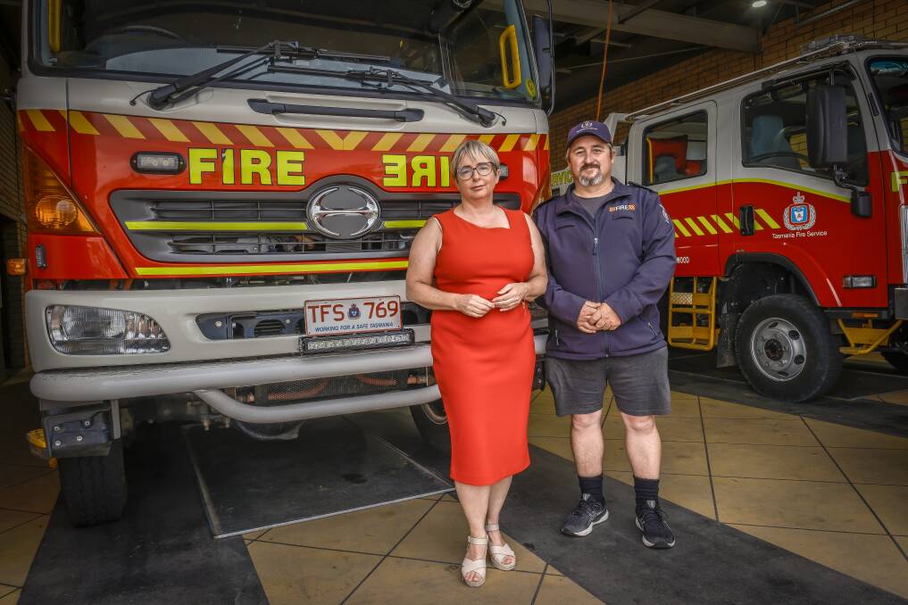 Labor Police, Fire, and Emergency Management spokesperson Michelle OByrne and Ravenswood Volunteer Fire Brigade acting 3rd Keith McDonald. Picture by Craig George