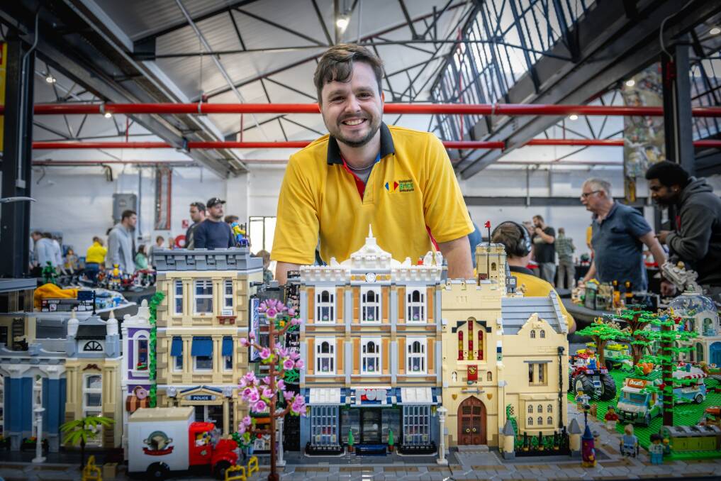 Luke Swannell from Hobart with his lego town at Brixhibition. Picture by Craig George

