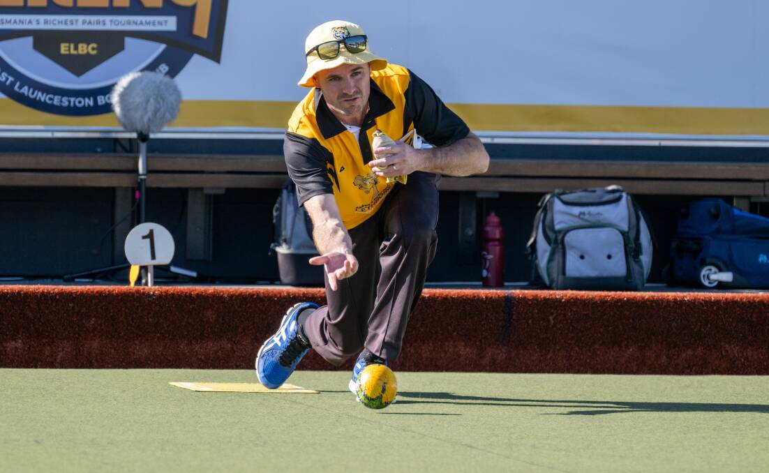 Jarrod Howard in action at East Launceston Bowls Club last year. Picture by Paul Scambler