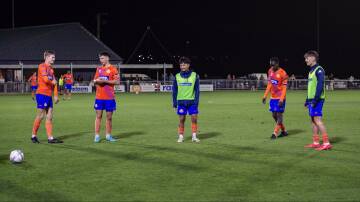Riverside players on the pitch before the abandonment of Friday's game. Picture by Floyd Jones