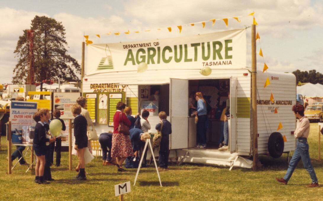 NRE Tas is celebrating 40 years of participation at Agfest, with their first caravan picured in 1983. Picture supplied