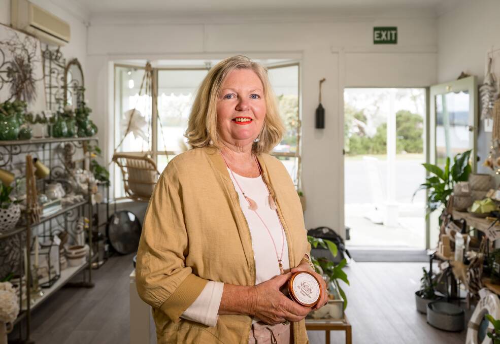 Karen Bugelli in her new shop, My Tasmanian Home, at Gravelly Beach. Picture by Philip Biggs