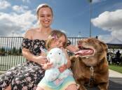 Kristy Spilsbury of Hadspen, with Ava and Charlie at the Children and Families festival at Riverbend Park, Launceston. Picture by Phillip Biggs 