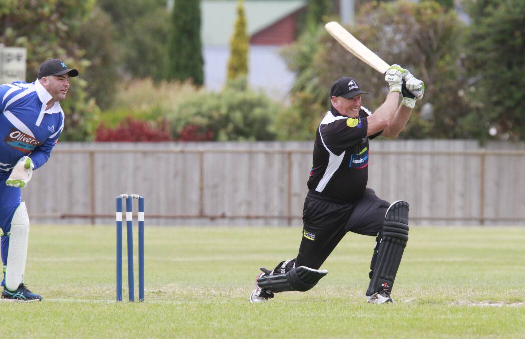 SWEEP: Batsman Michael Hollingsworth drives the ball through the offside in the MVCA match between Turners Beach and Forth. Picture: Brodie Weeding