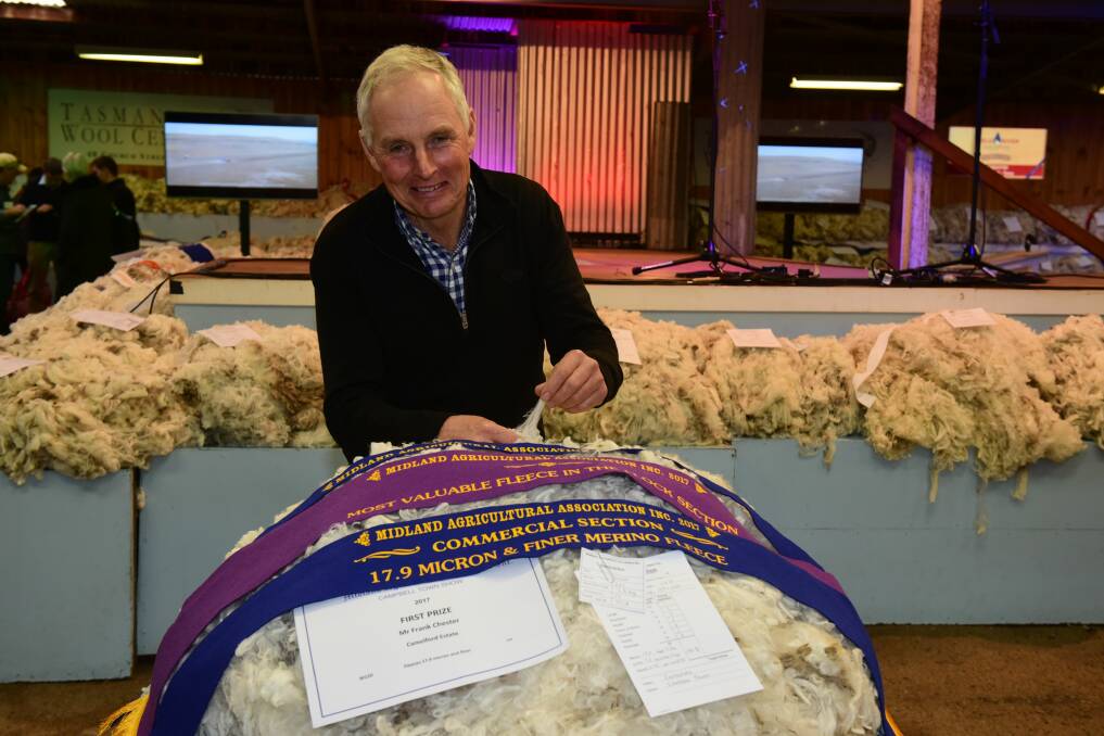 FLEECING THE COMPETITION: Frank Chester of Camelford Estate with the winning most valuable fleece.