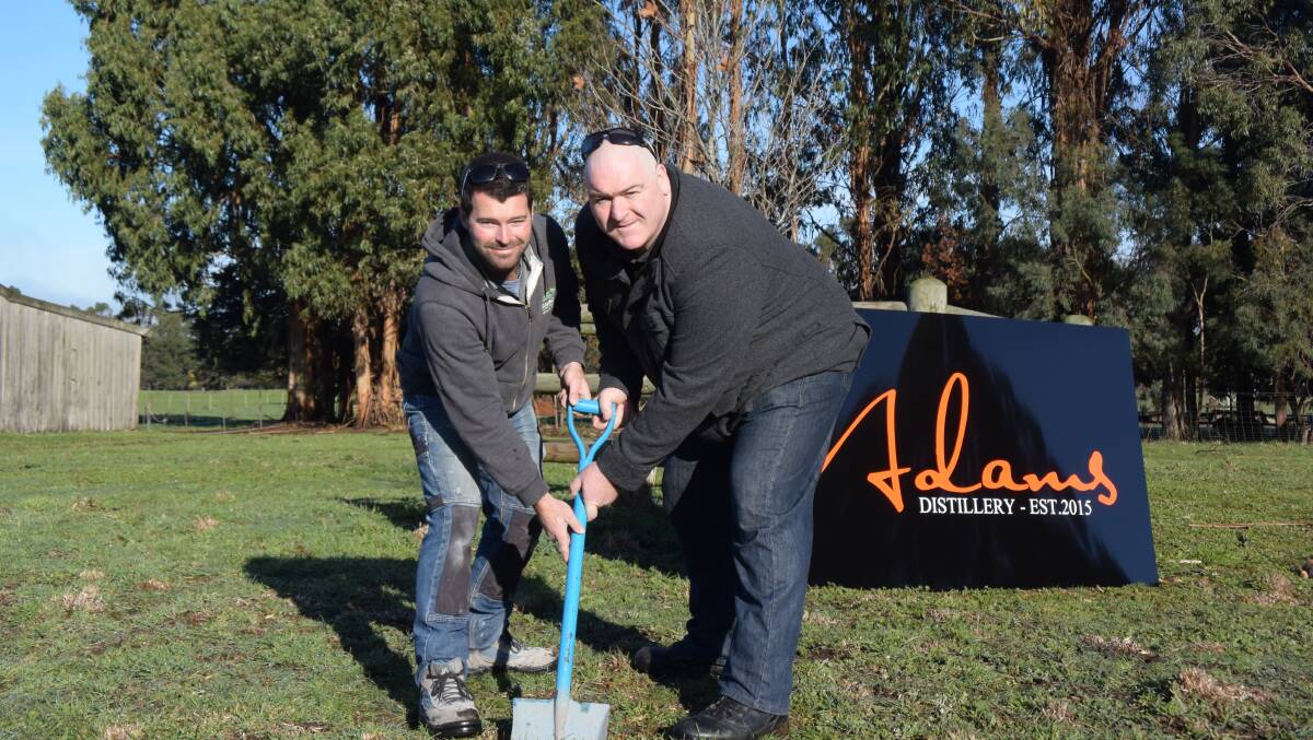 SOD TURNING: Whisky distillery proponents Adam Saunders and Adam Pinkard at their new site in Perth. Picture: Melissa Mobbs.