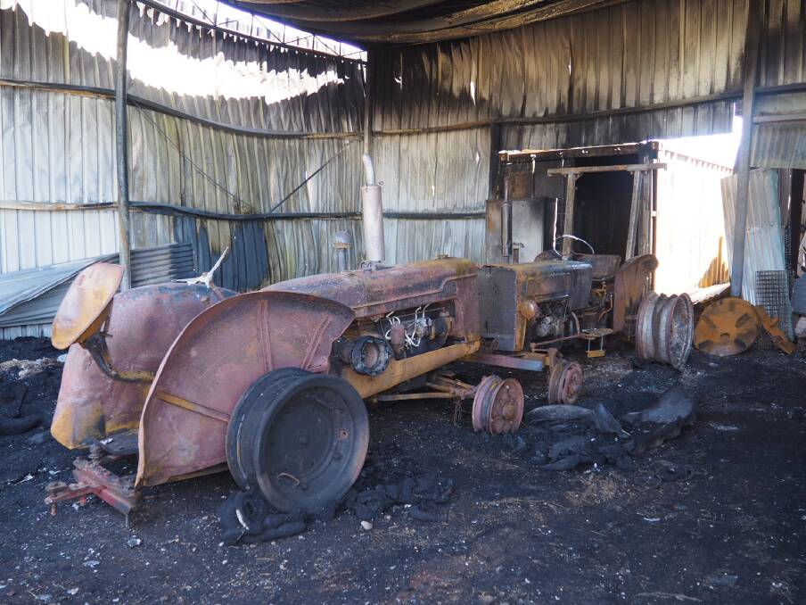 The original tractor beloning to Jake's pop, which was burnt during the fire. Picture: Melissa Mobbs