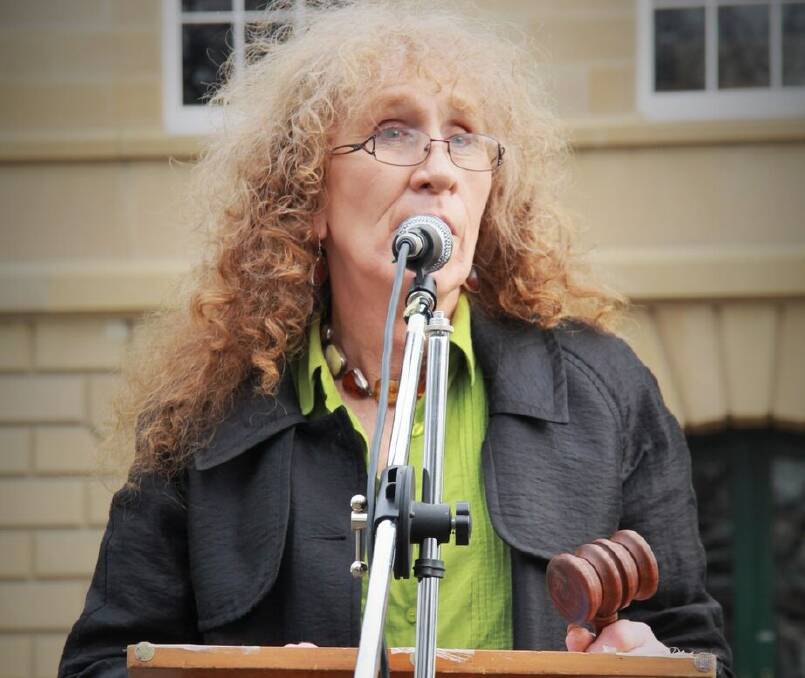 Lobbyist Martine Delaney speaks at the marriage equality rally in Hobart. Picture: Michael Dempsey.