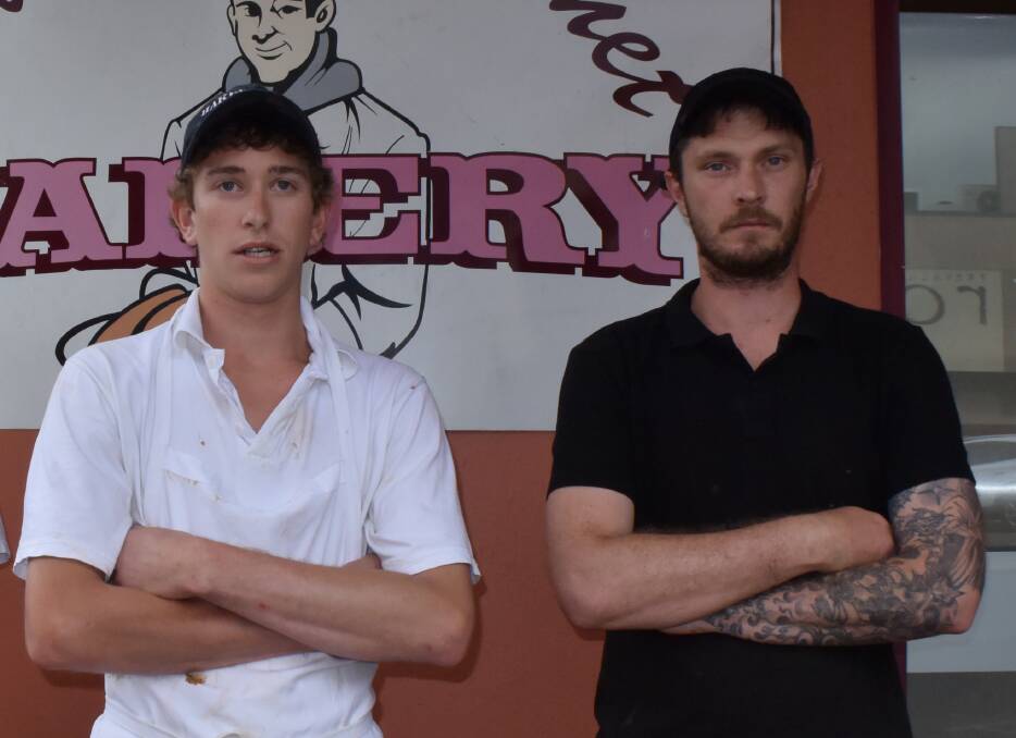 Trevallyn Gourmet Bakery workers Alex Duncan and Josh Humphries who were robbed at gunpoint.