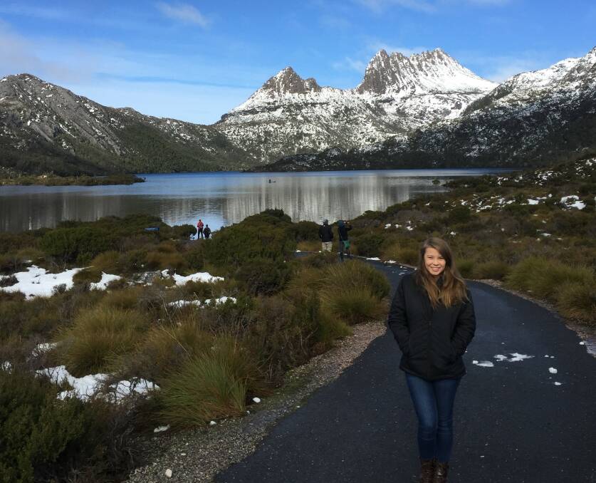TASSIE ADVENTURE: Bindi Irwin visited Dove Lake as part of her birthday celebrations in Tasmania. PICTURE: Chandler Powell.