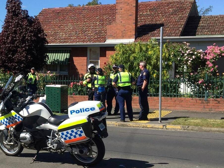 Tasmania Police at the scene of a crash at Newstead. Picture: Jessica Willard