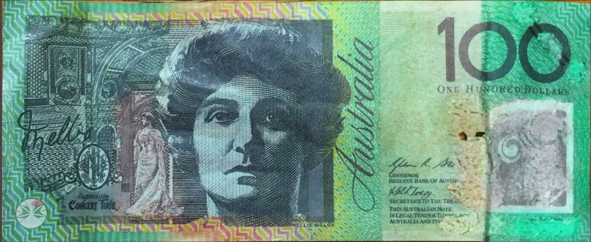 DODGY: Fake $100 notes being used at Launceston businesses are made of coloured paper and do not have a window or serial number. Picture: Tasmania Police