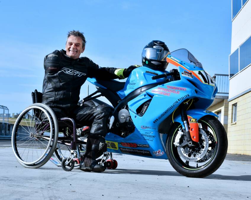 INSPIRATION: Professional racer Alan Kempster, who lost his right arm and leg in a hit and run accident, will race at Symmons Plains on Sunday. Picture: Neil Richardson