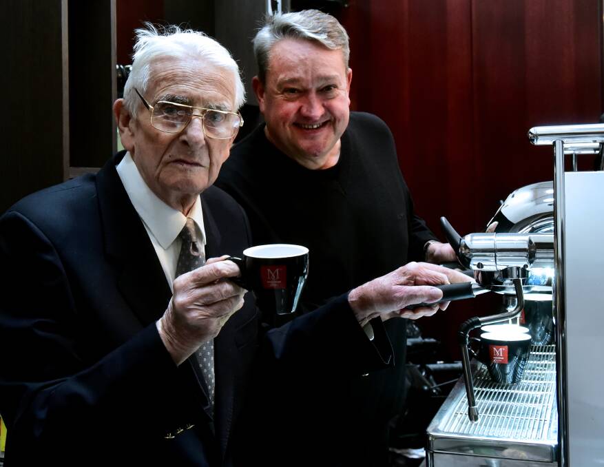 SIX DECADES: Pierre Lecompte, who started Pierre's Launceston in 1956, with current restaurant owner Rohan Birchmore. Picture: Neil Richardson.