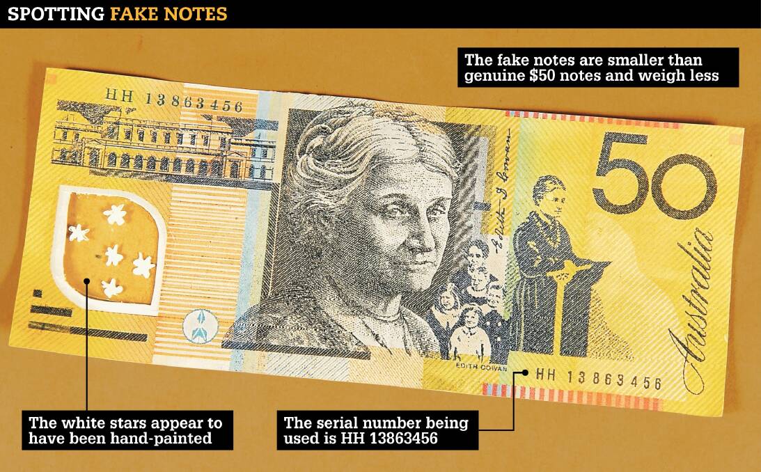 COUNTERFEIT: Tasmania Police has issued a warning over fake $50 notes being used in Launceston and across Northern Tasmania, with 20 reports made to police about  counterfeit cash within the past fortnight.