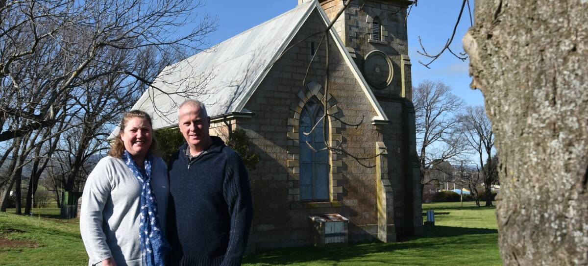 RESTORATION: Nicole and Garry Graham will move forward with their development project at a historic church in Campbell Town after receiving council approval last week. 