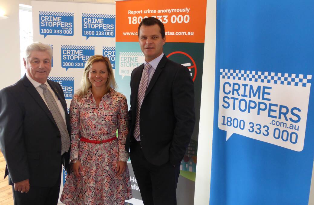 LAUNCH:  Crime Stoppers deputy chairman David Daniels, chairwoman Amanda Castray, and general manager Ron Franks at the launch of Crime Stoppers Week 2017.