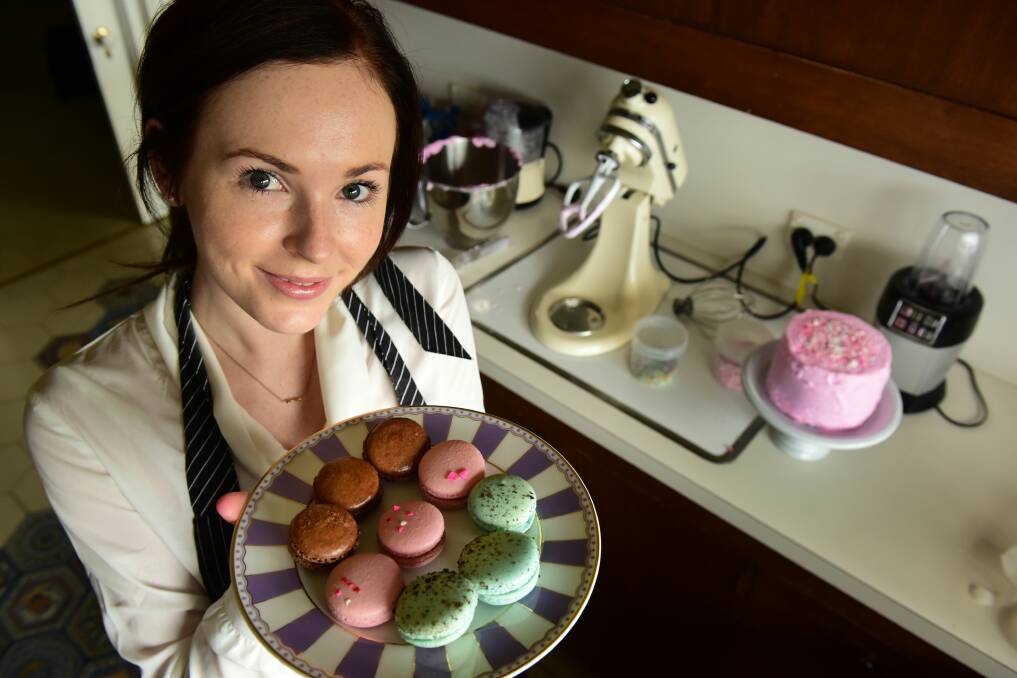 SWEET TREATS: Brooke Saward with a variety of macarons which will be sold at Charlie's Dessert House. Picture: Paul Scambler