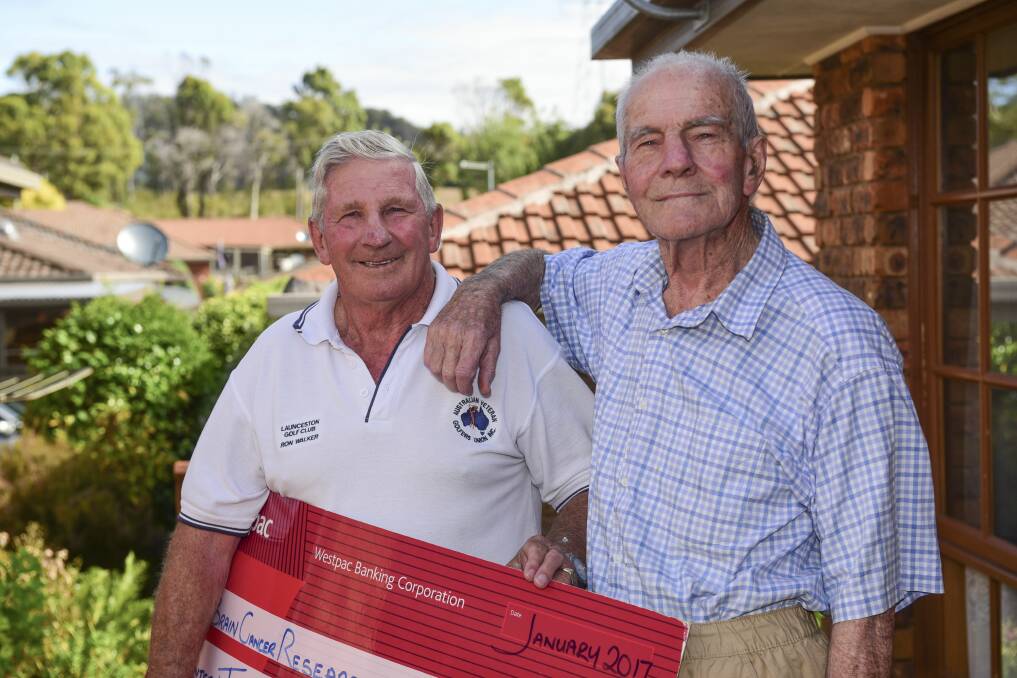 DEDICATED: Ron Walker, who is determined to raise funds for brain cancer, with friend Hugh Boyd, who had the disease. Picture: Paul Scambler