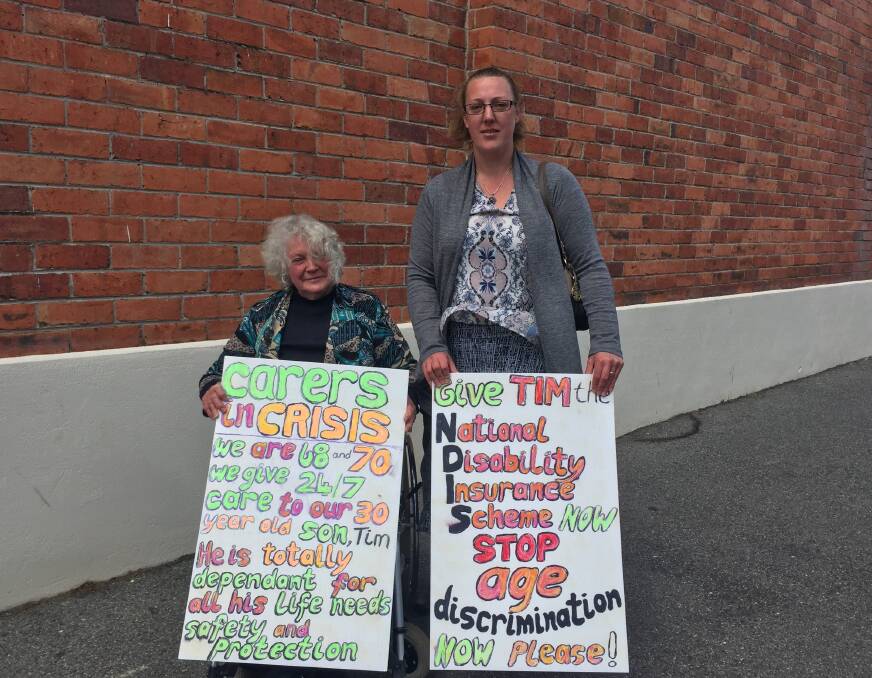DESPERATE: Beverly Rubenach, pictured with her daughter Esther Rubenach Beveridge, is lobbying for early access to the National Disability Insurance Scheme for her son. Picture: Tamara McDonald