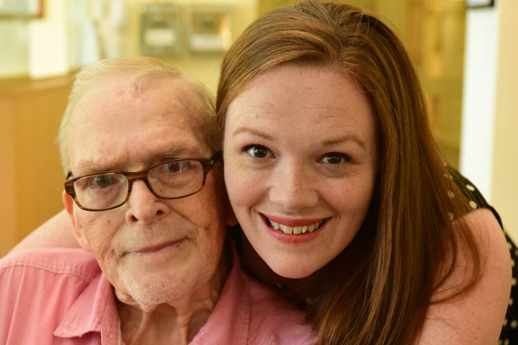HOMECOMING: Sydney-based opera singer Pamela Andrews and her father Norm Andrews at Sandhill. Picture: Paul Scambler