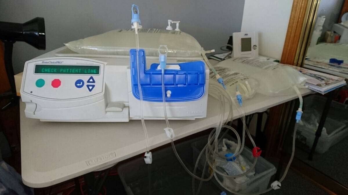 TREATMENT: Debbie Brown uses her dialysis machine overnight every night, due to living with polycystic kidney disease. Picture: Supplied