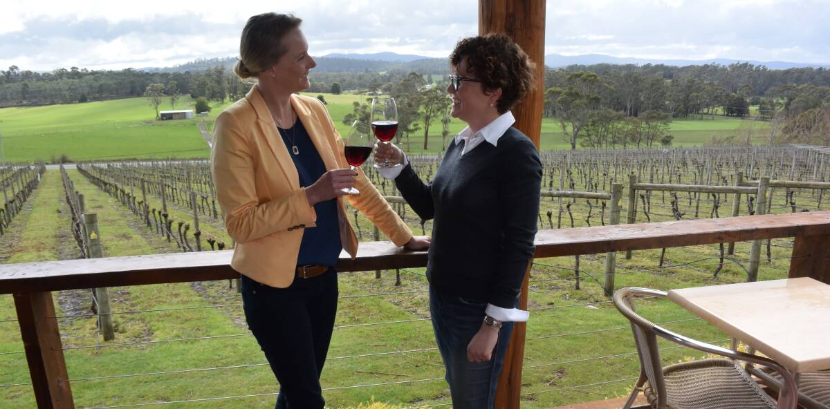 SPARKLING: Bass MHA Sarah Courtney with Moores Hill vineyard co-owner Fiona Weller. Picture: Toli Papadopoulos