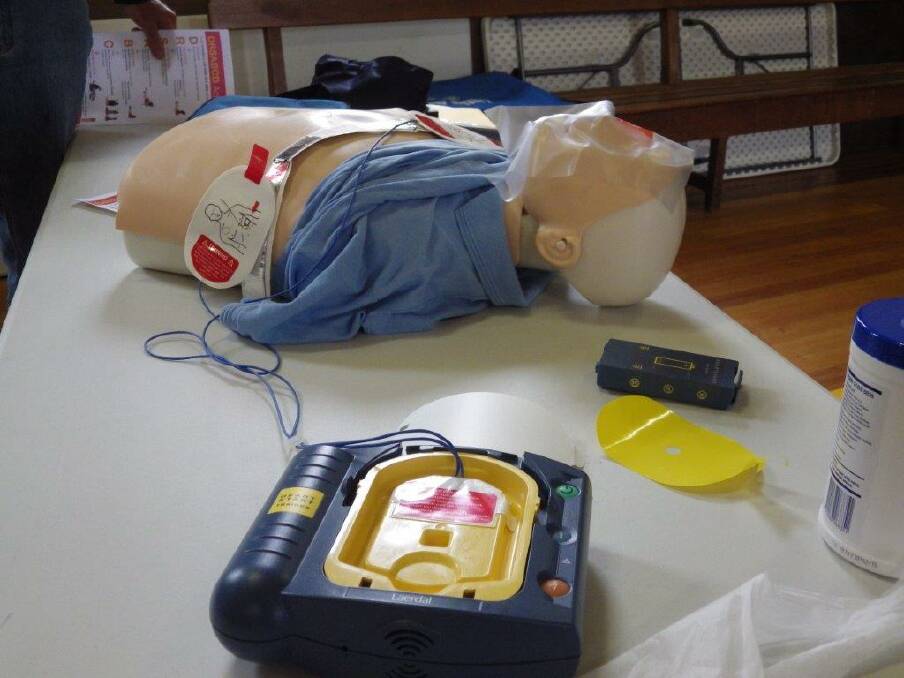The defribillator operating on a test dummy. 