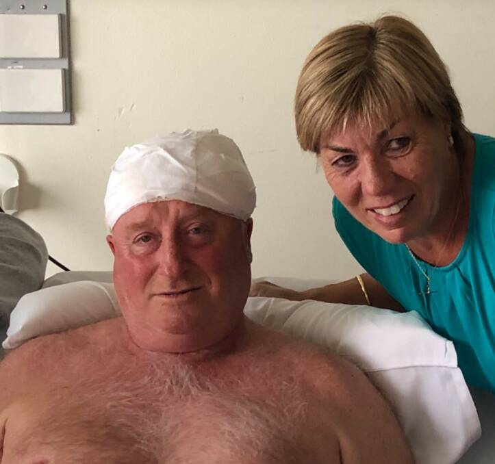 Rod and Maree Patterson at The Alfred, where Mr Patterson is recovering from a knife wound to the head. Picture: Patterson family