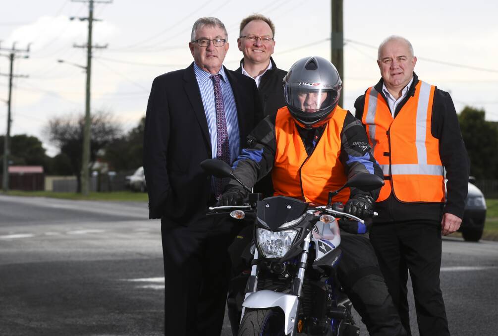 On ya bike: Rene Hidding and Roger Jaensch with AJL trainer David Moir and AJL managing director Andrew Lawson. Picture: Cordell Richardson