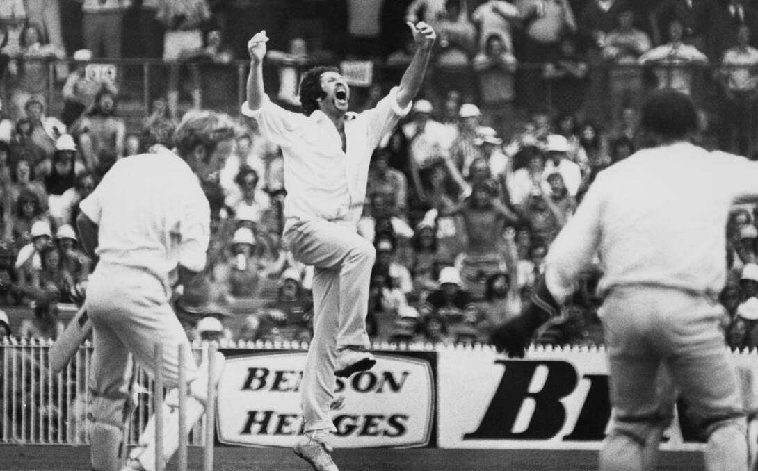 LEGEND: Tasmanian Max Walker celebrates taking an English wicket during a Test match at the MCG in 1975. Picture: Getty Images