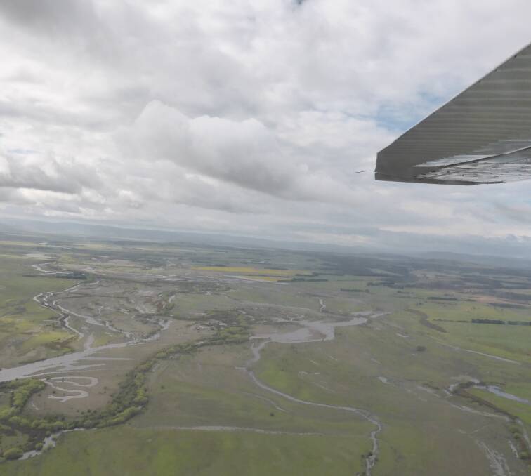 SURVEY: An image taken during the flight across the state's north on Tuesday inspecting river damage. Picture: Tasmanian Flood Recovery Taskforce