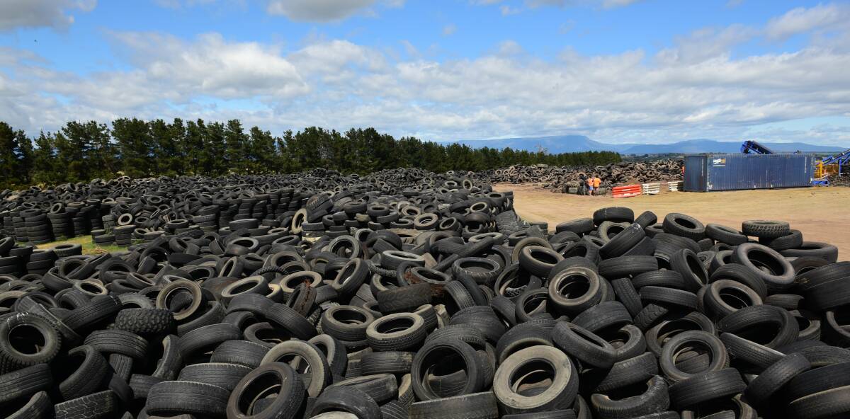 PILED UP: Tyres kept at Longford need to be removed from the site by December 2020. Picture: Paul Scambler.