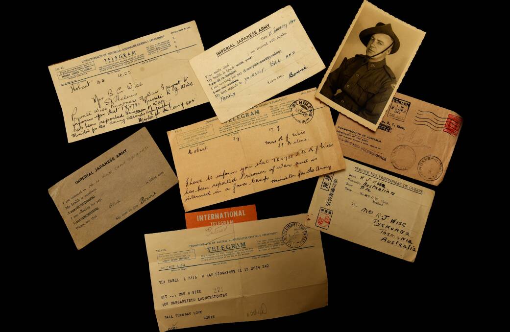 PASSED DOWN: Messages home from Bowie Wise, a Tasmanian prisoner-of-war. Pictures: Scott Gelston