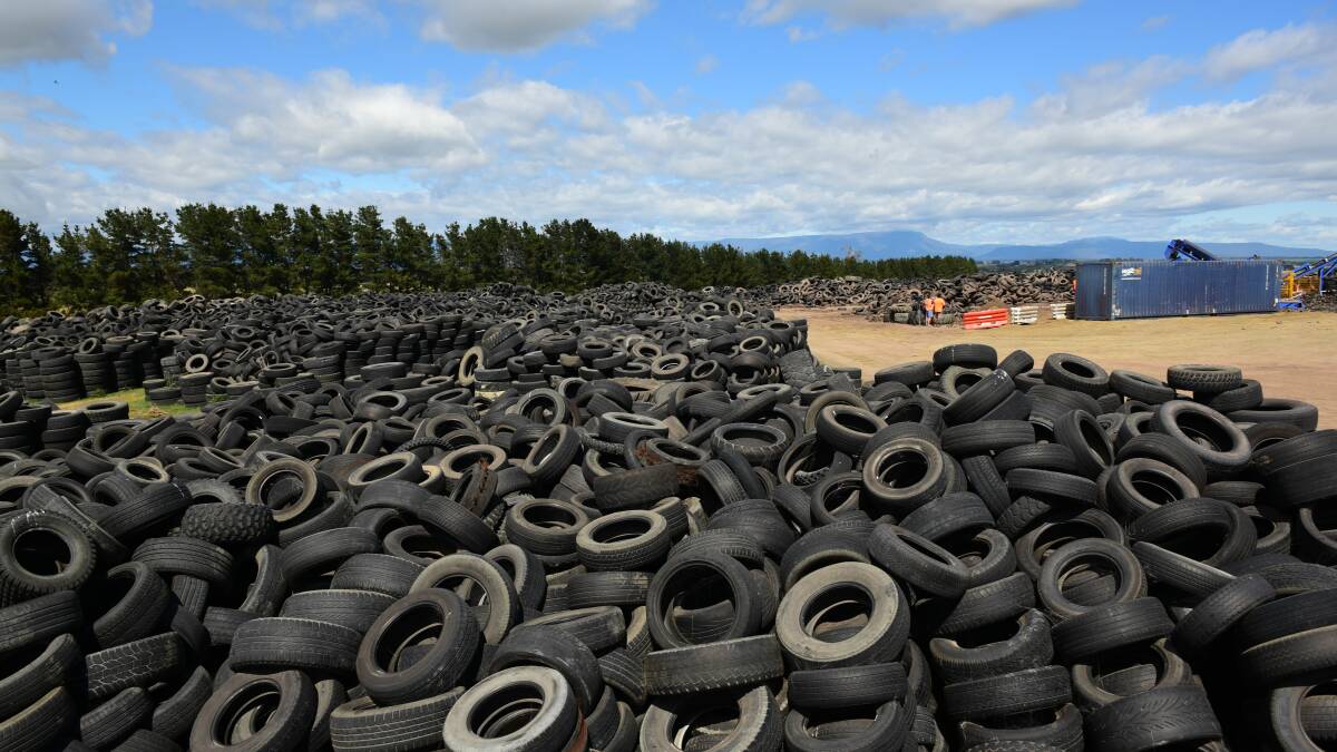 The tyre stockpile at Longford. Picture: Paul Scambler.
