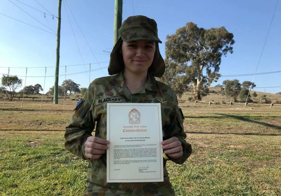 Cadet Warrant Officer Class Two Keyarna Blackaby. Picture: Supplied