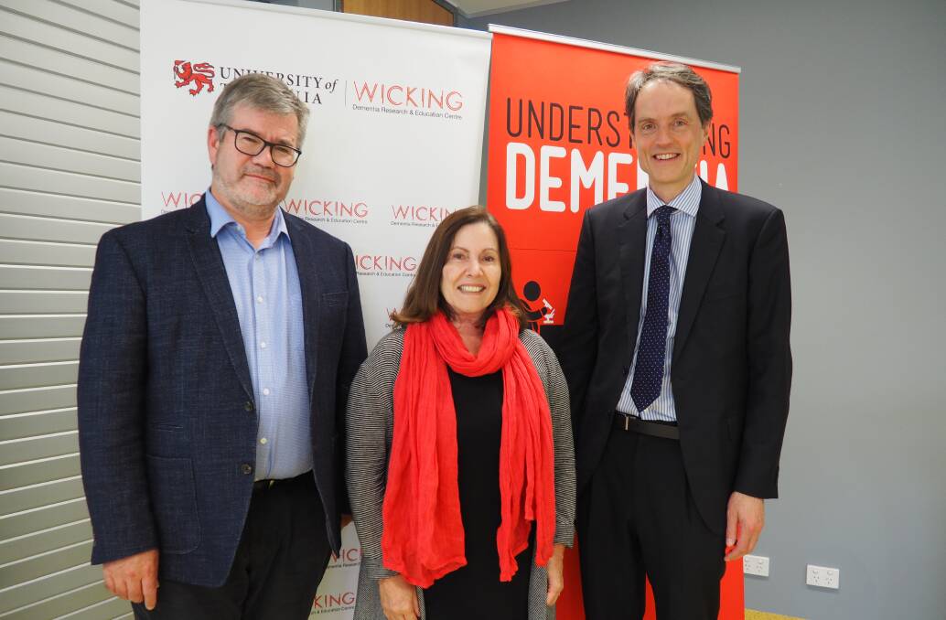 Wicking Dementia Research and Education Centre director Professor James Vickers, Executive Dean College of Health and Medicine Professor Denise Fassett and University of Tasmania Vice-Chancellor Professor Rufus Black: Picture: Supplied