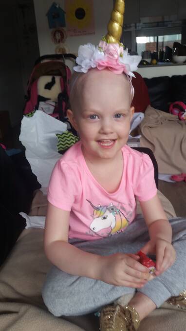 FIGHTING: Five-year-old Lydia Ebdon was rushed to Melbourne after being diagnosed with an extremely rare bone cancer and operated on at the Royal Hobart Hospital. Picture: Supplied