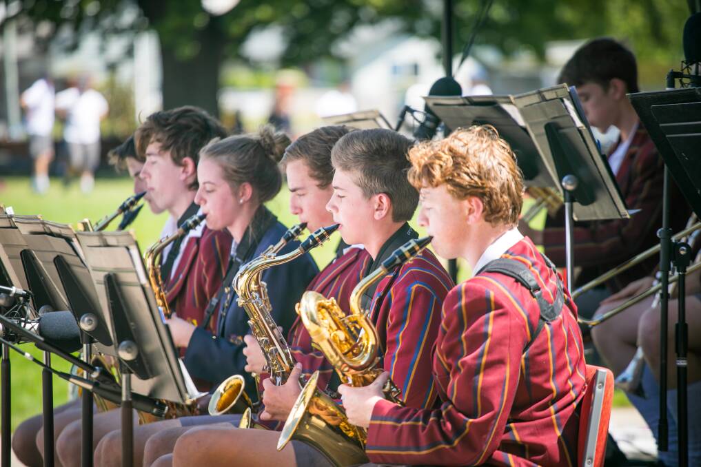 REHEARSAL: Scotch Oakburn College senior stage band practices ahead of this weekend's performance at the annual Symphony under the Stars at City Park in Launceston. Picture: Supplied