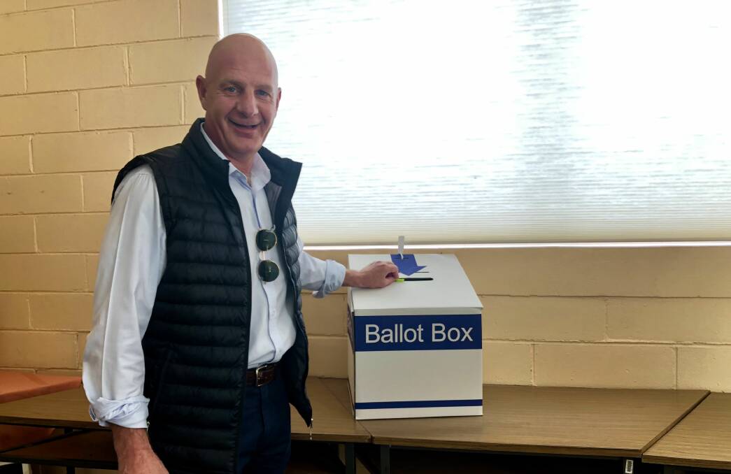 Peter Gutwein voting in Saturday's state election.