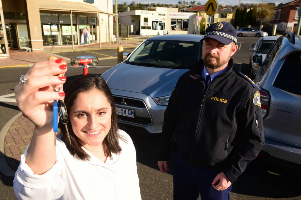 OPERATION BOUNCE BACK: NMVTRC's Caitlin Hrambranis and Launceston Assistant Inspector Justin Bidgood at the launch of the operation. Picture Paul Scambler