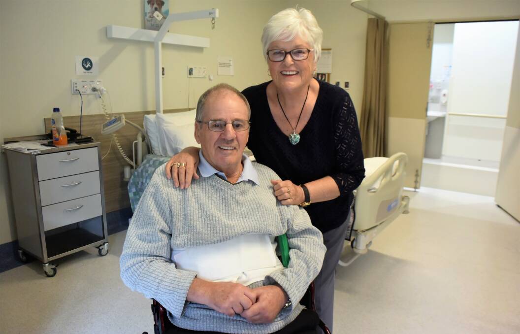 Wayne and Helen Ackerly at the John L Grove rehabilitation centre. Picture: Carly Dolan