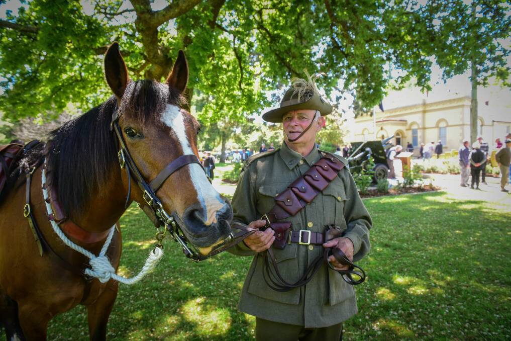 COMMEMORATE: Westbury acknowledged the 100th anniversary of the Battle of Beersheeba last week. John Donaldson pictured with his horse Sinai-Beth. Picture: Paul Scambler
