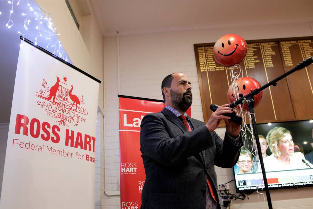 Ross Hart speaks to Labor Party supporters in Invermay as he concedes defeat. Picture: Matt Dennien