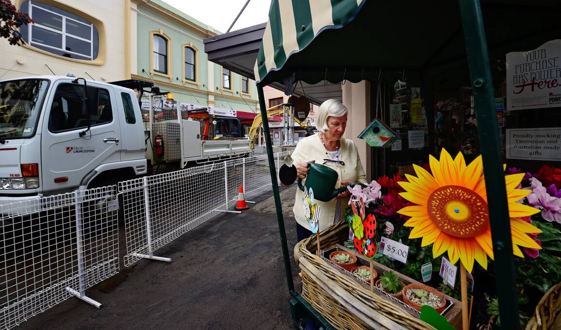 WORKS CONTINUE: Walkers Flowers owner Jo Pennington says she's lost more than 50 per cent of her customers due to works in the Quadrant Mall. Picture: Phillip Biggs